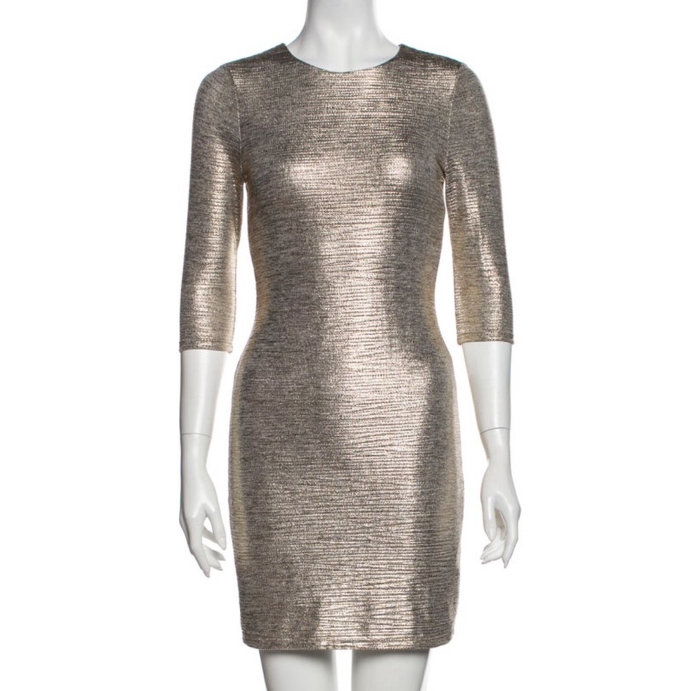Alice + Olivia Gold Metallic Mini Dress